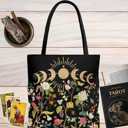 Floral Moon Cottagecore Tote Bag