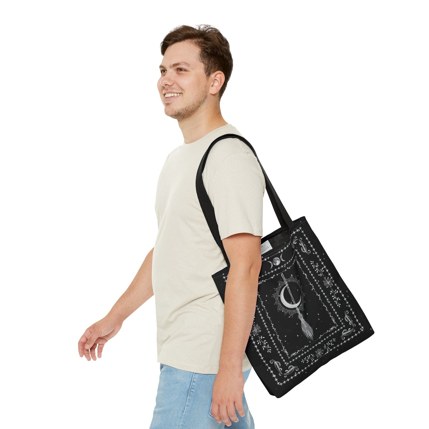 black white cosmic tote test