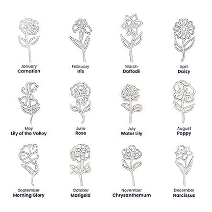Birth Flower Name Necklace - Gift For Magical Moms