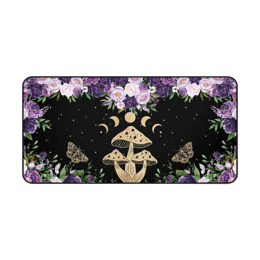 Cottage Core Purple Flowers Moon Desk Mat