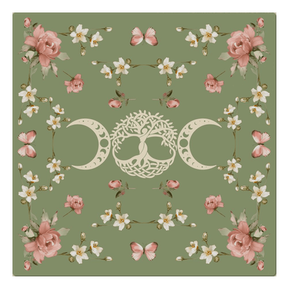 Triple Goddess Green Altar Cloth