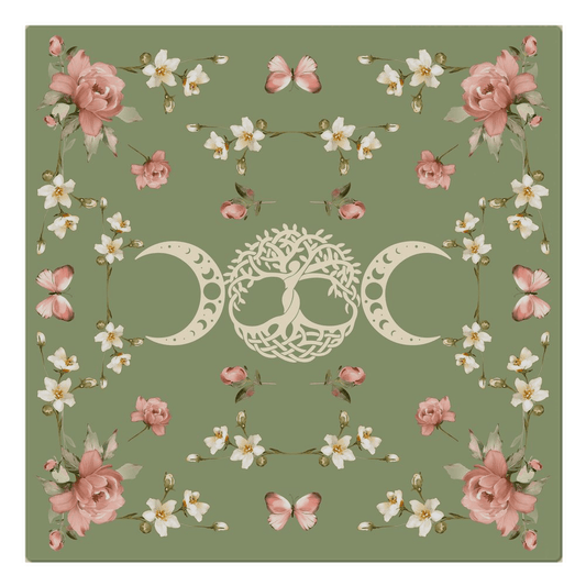 Triple Goddess Green Altar Cloth